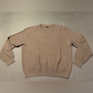 Tasso Elba Brown Silk Cashmere Textured Sweater Size XL